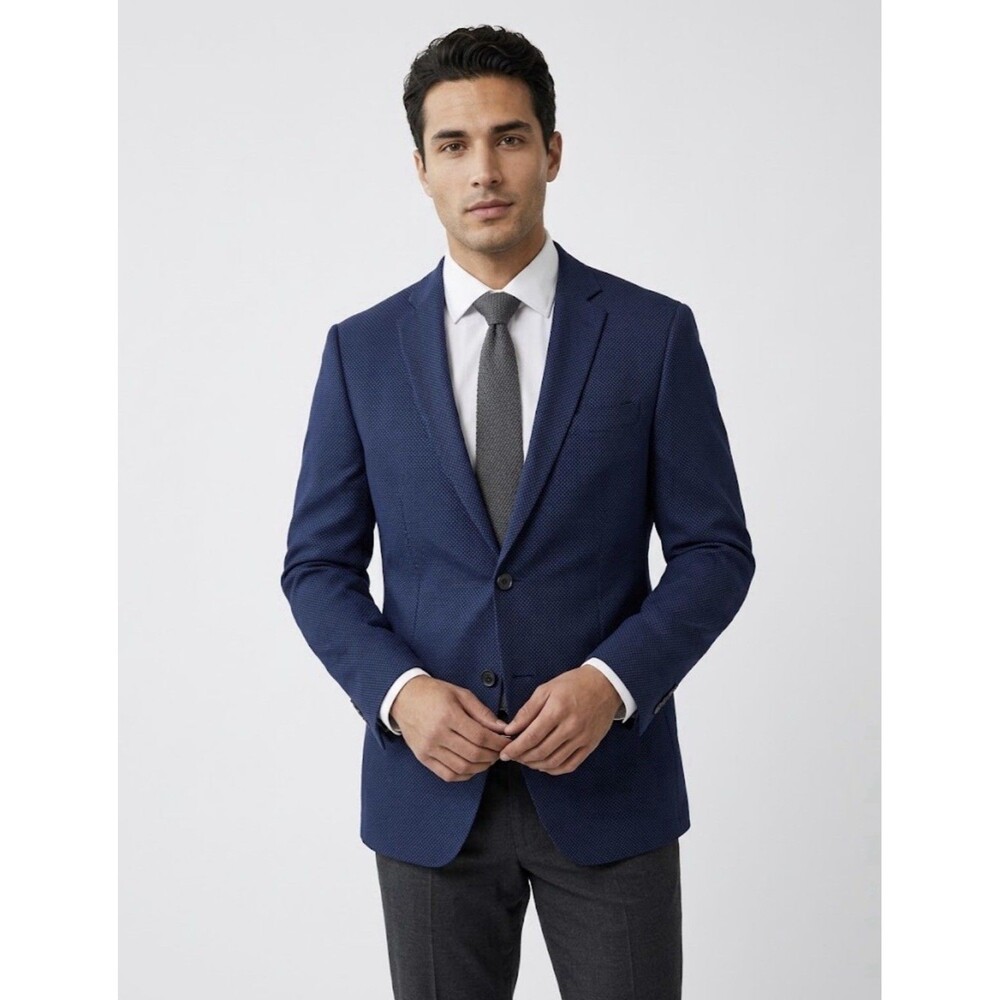 John Varvatos U.S.A. Blazer Mens 42R Blue Wool Bleecker Suit Jacket Slim Fit
